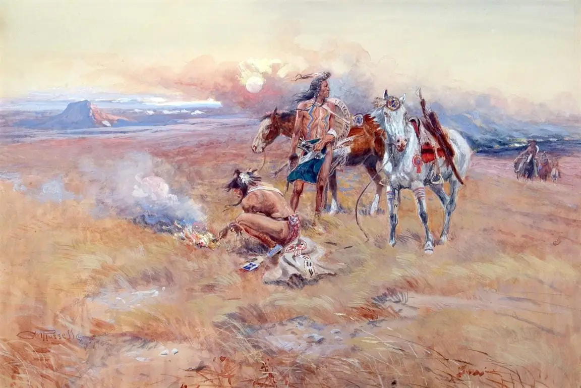 Blackfeet Burning Crow Buffalo Range by Charles M. Russell ceramic tile mural