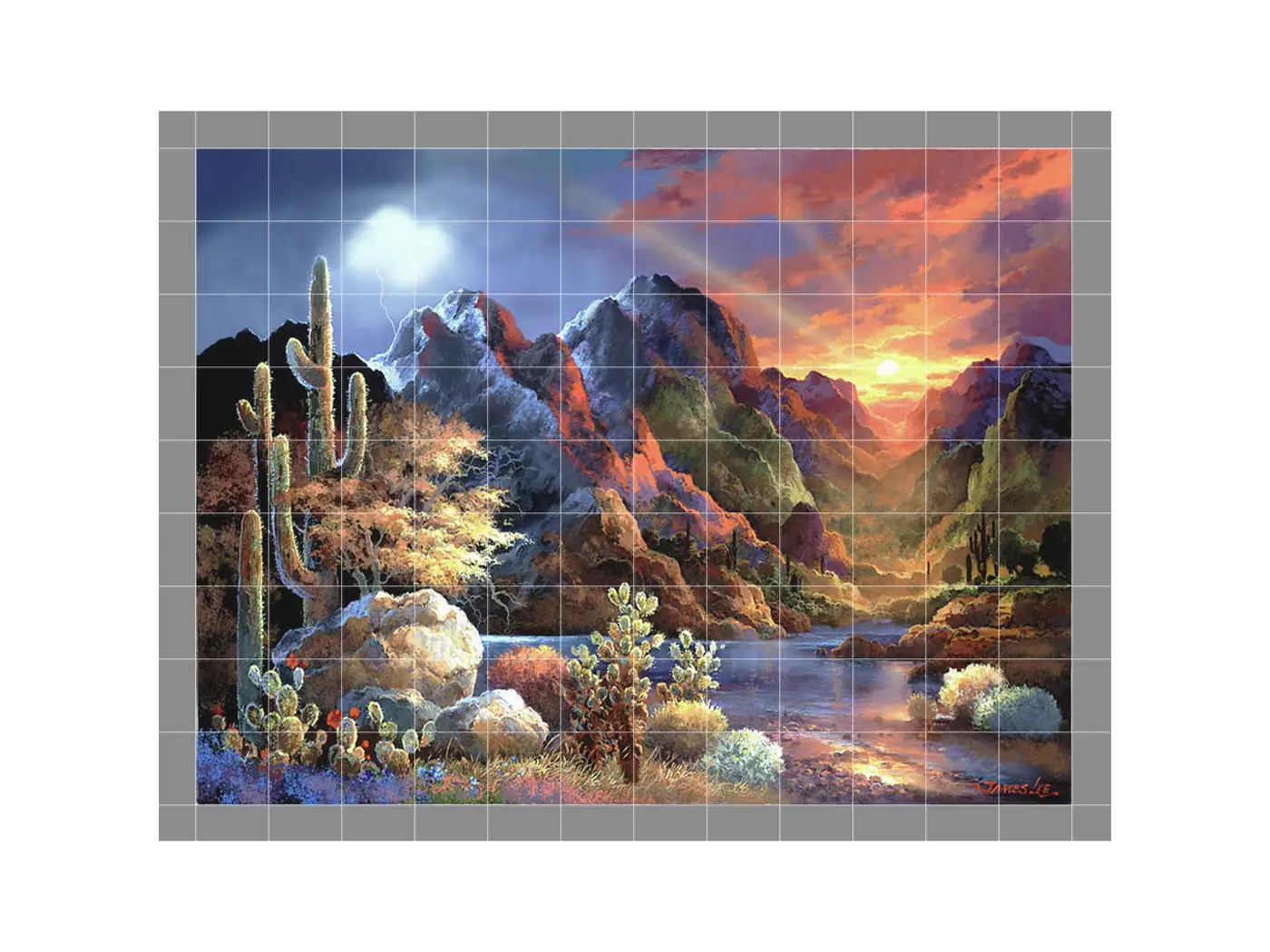 Southwestern Desert Sunset Cactus Garden