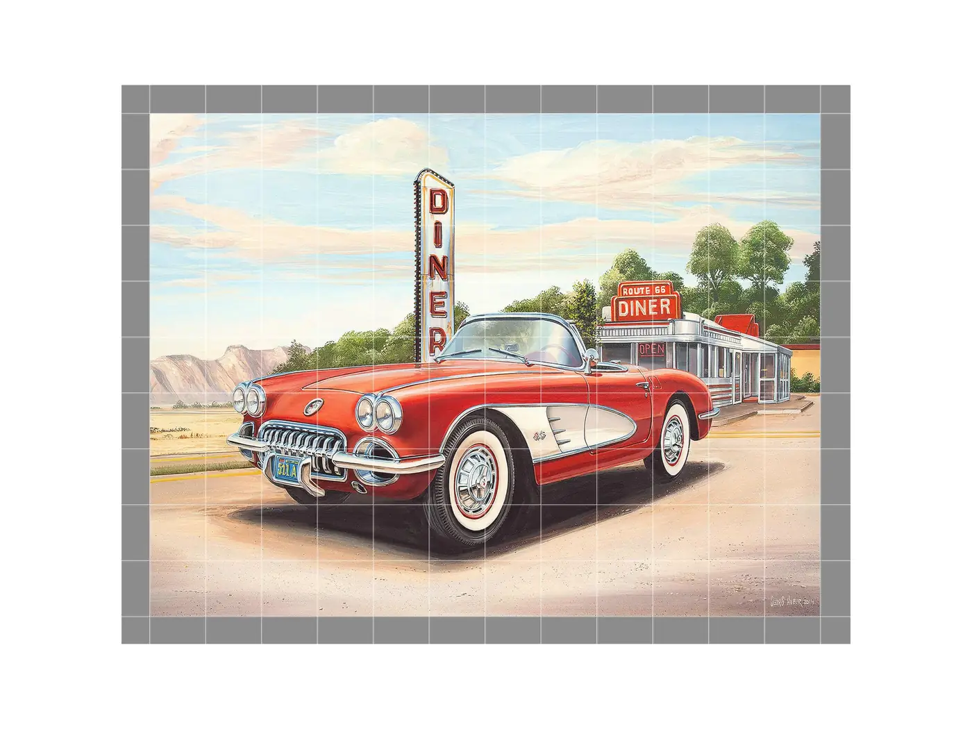 Diner and Red Classic Car
