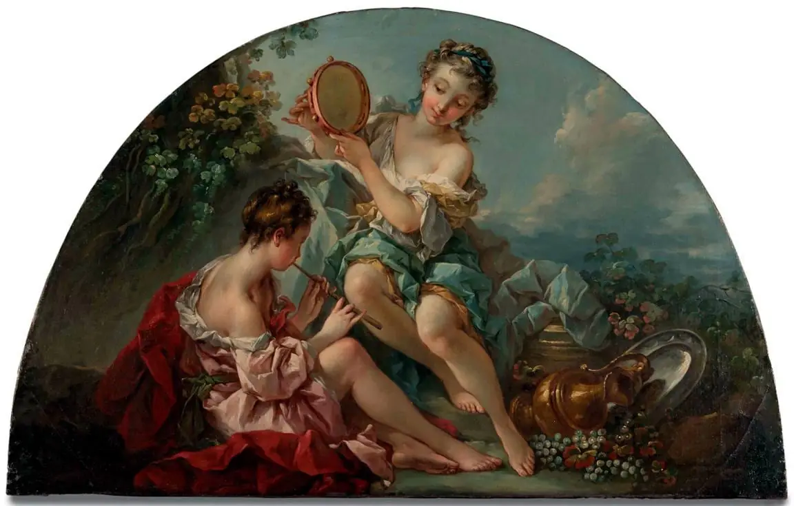 Francois Boucher Jeunes Femmes Jouant de la Musique