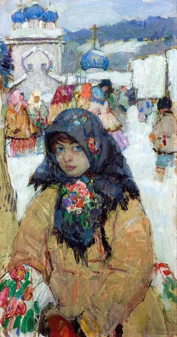 Girl with Floral Scarf Russia