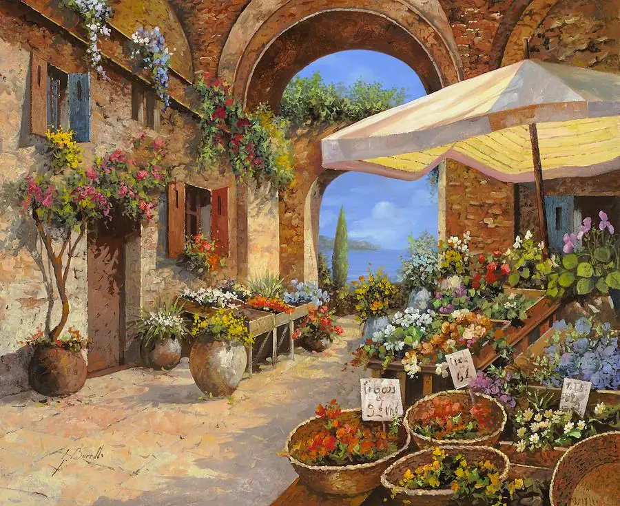 Fruits and Vegetable Market by the Lake in Tuscany Italy