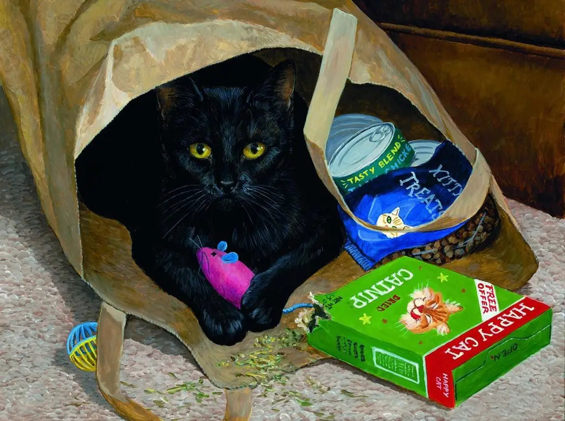 Cat with Catnip and Treats