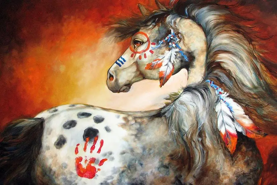 4-feathers Indian War Pony