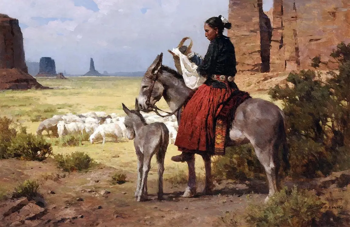 Navajo Shepherdess Mother and Child