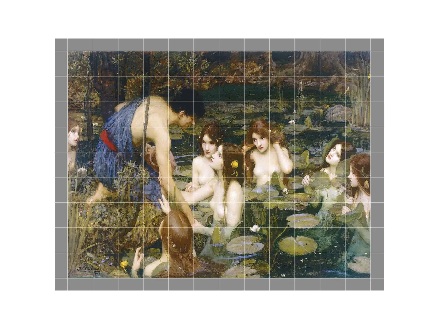 Hylas and the Nymphs John William Waterhouse ceramic tile mural