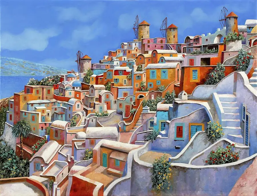 Santorini Greece Terrace Mediterranean Sea Ocean View