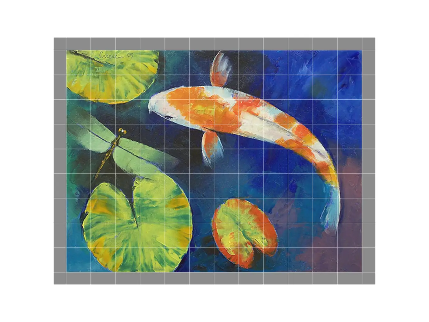 Kohaku Koi Fish and Dragonfly Pond Garden