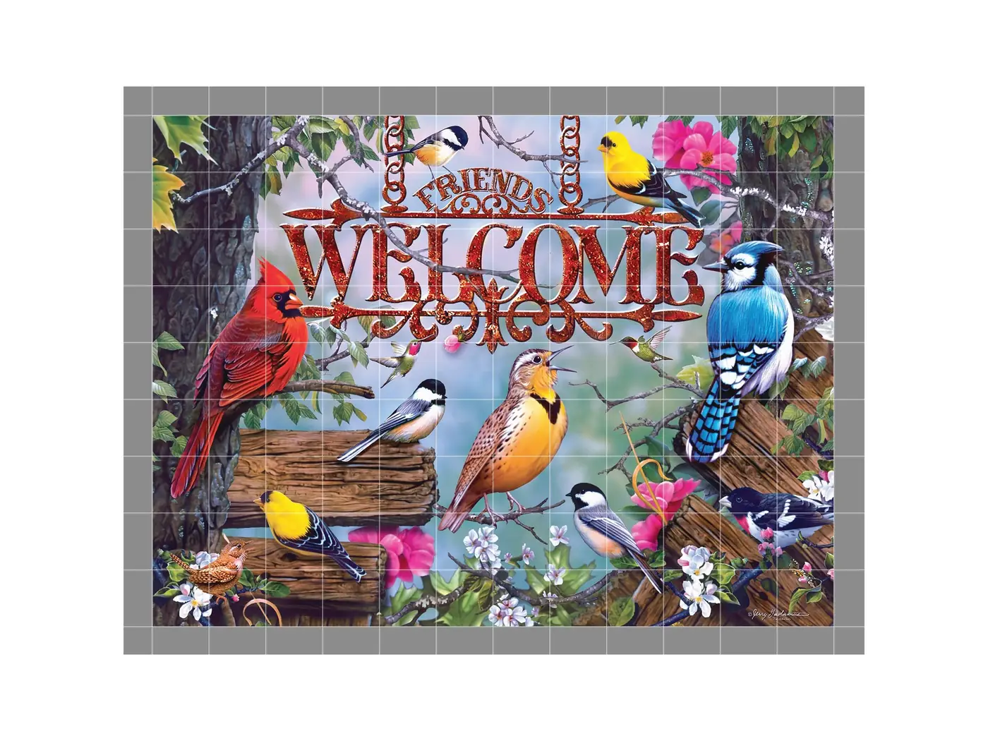 Flower Garden Birds, Friends Welcome