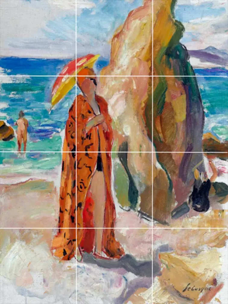 Henri Lebasque Femme a Lombrelle Sur la Plage