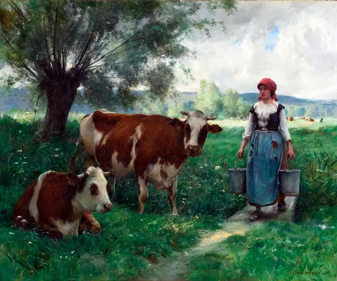 Dupré, Julien a Milkmaid with Her Cows at Pasture