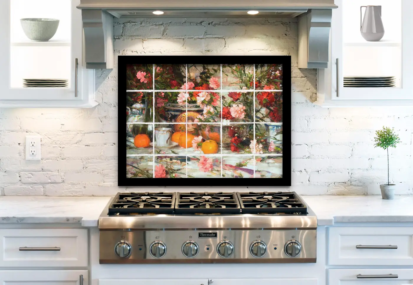 Still Life with Carnation Flowers and Oranges installed