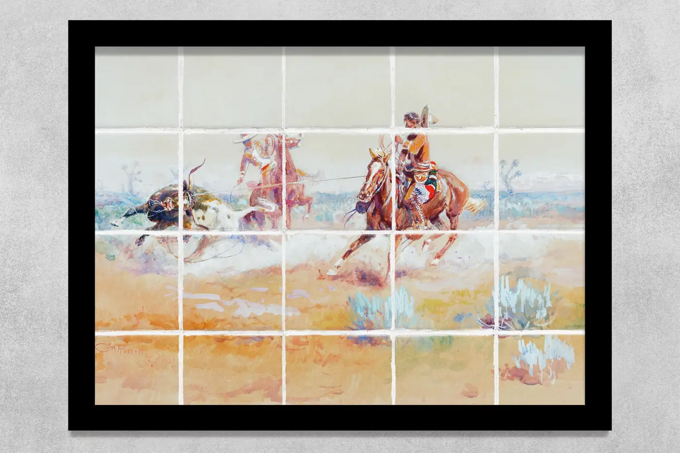 Mexican Vaqueros Roping a Steer by Charles M. Russell