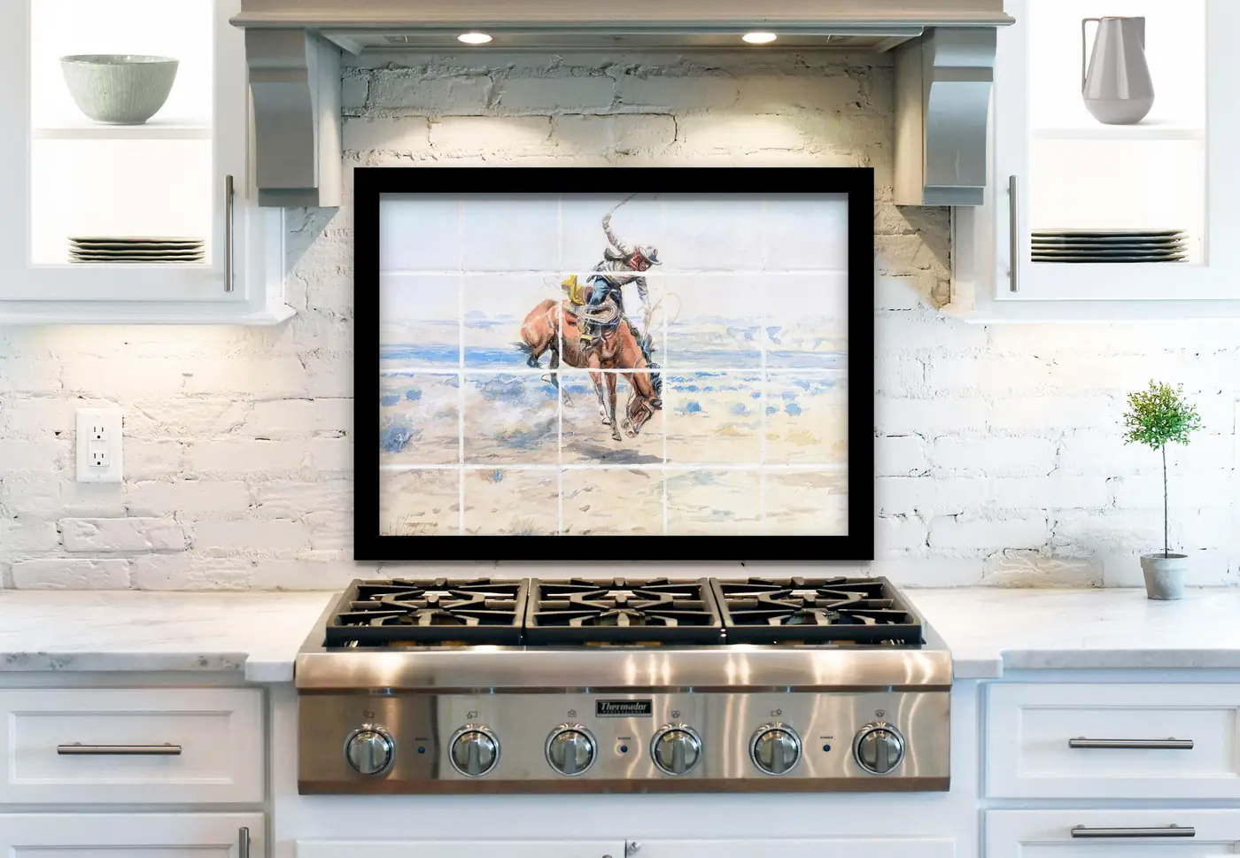 Bucking Bronc by Charles M. Russell installed
