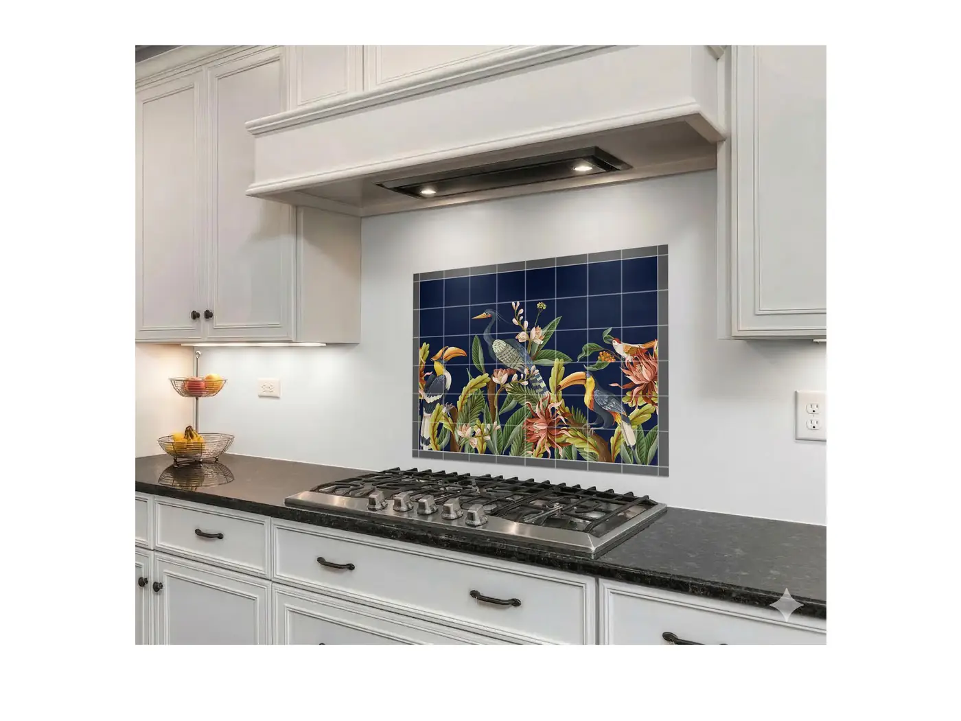 Exotic Tropical Birds in Flower Garden installed