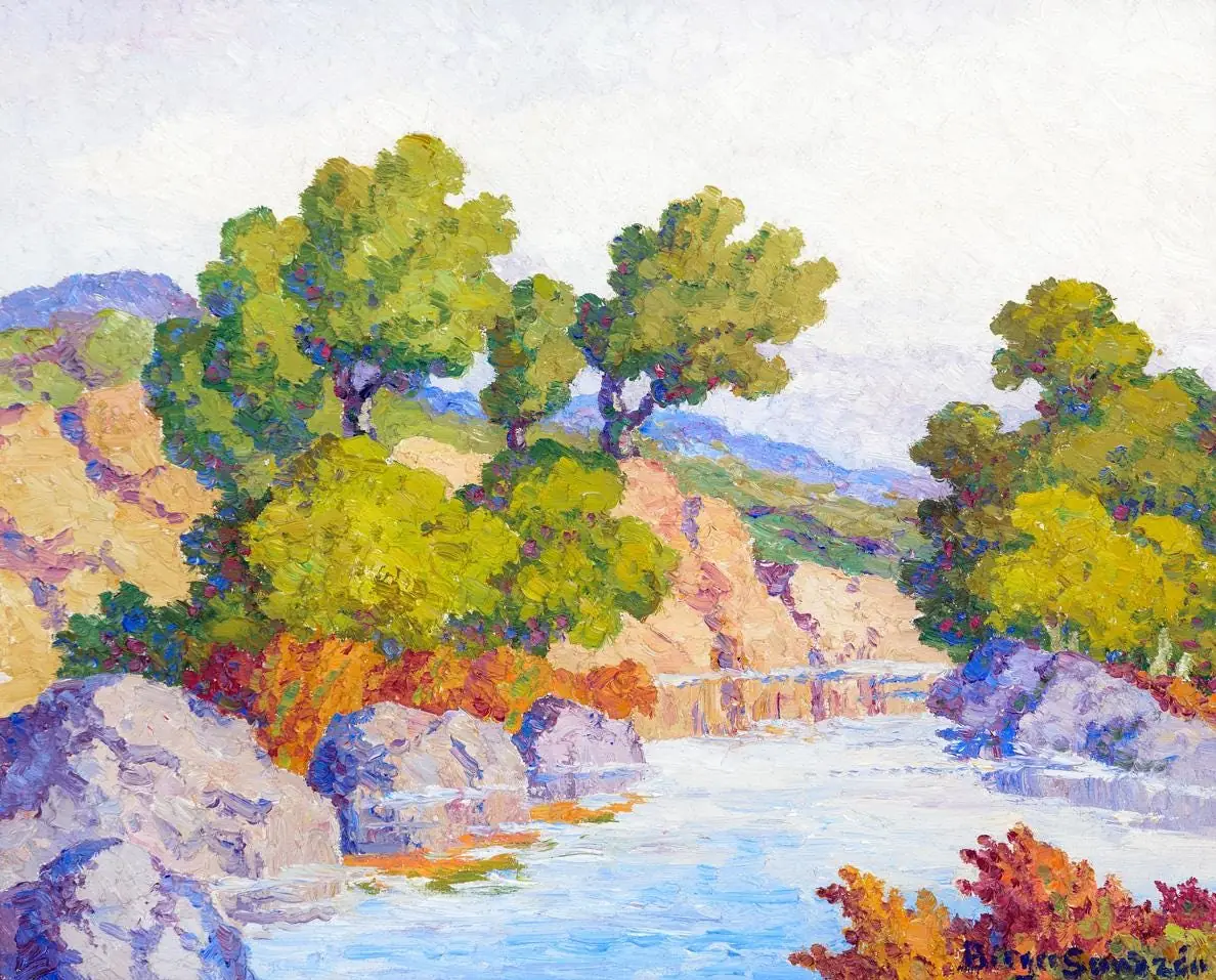 Autumn Chord (Smoky Hill River Kansas) by Sandzen ceramic tile mural