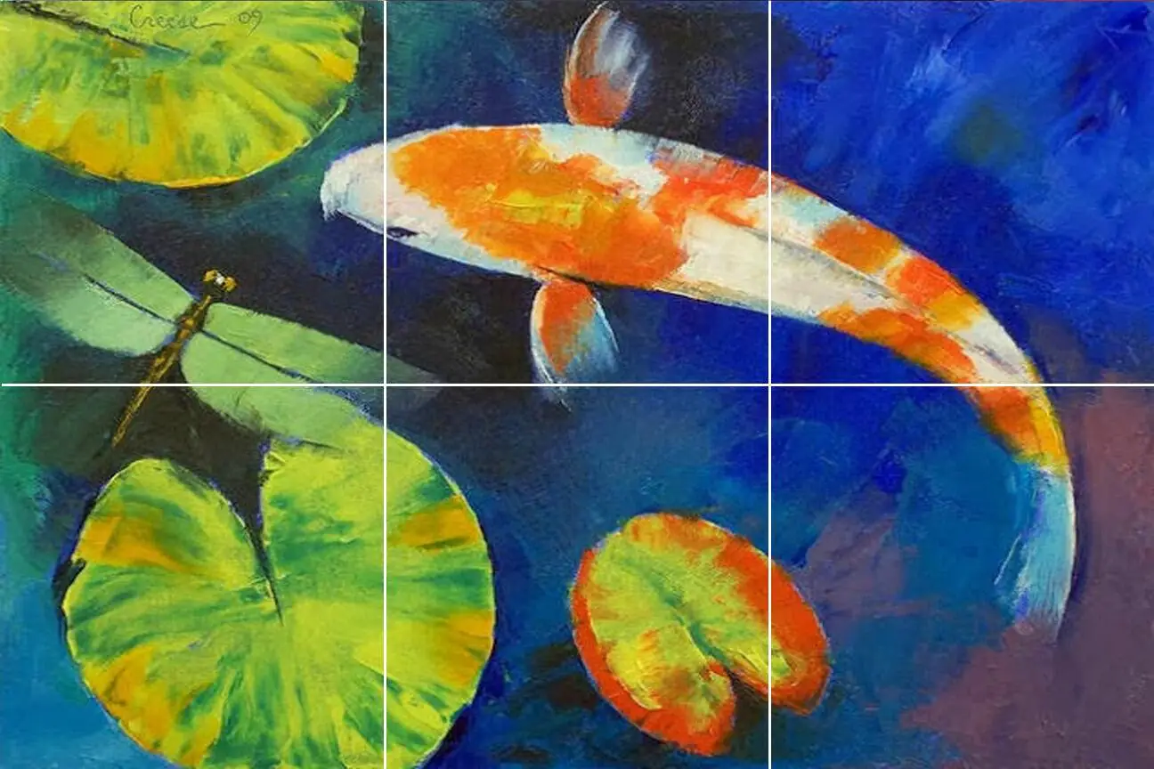 Koi Fish Carp Pond Lily Pad Dragonfly Garden