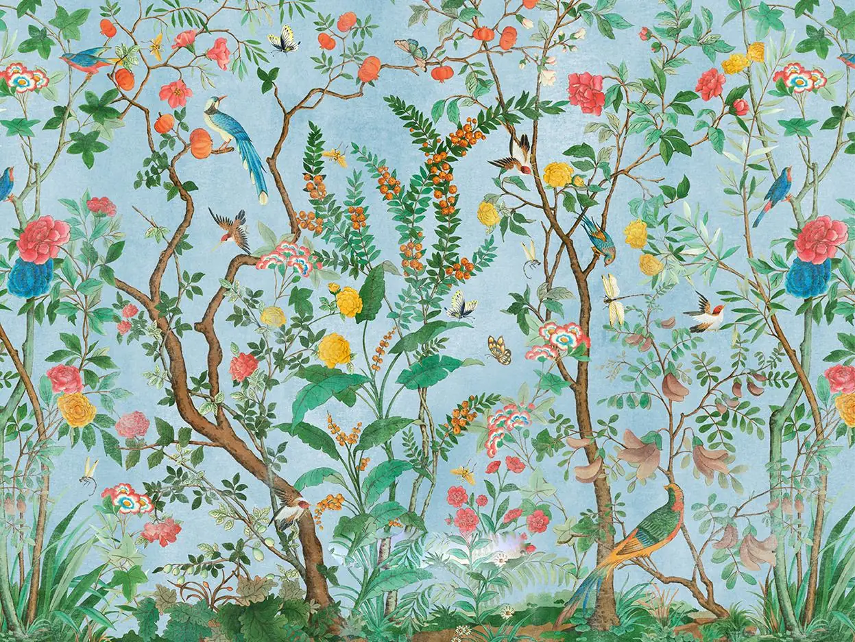 Red Rose Flower Garden with Butterflies Spring Birds