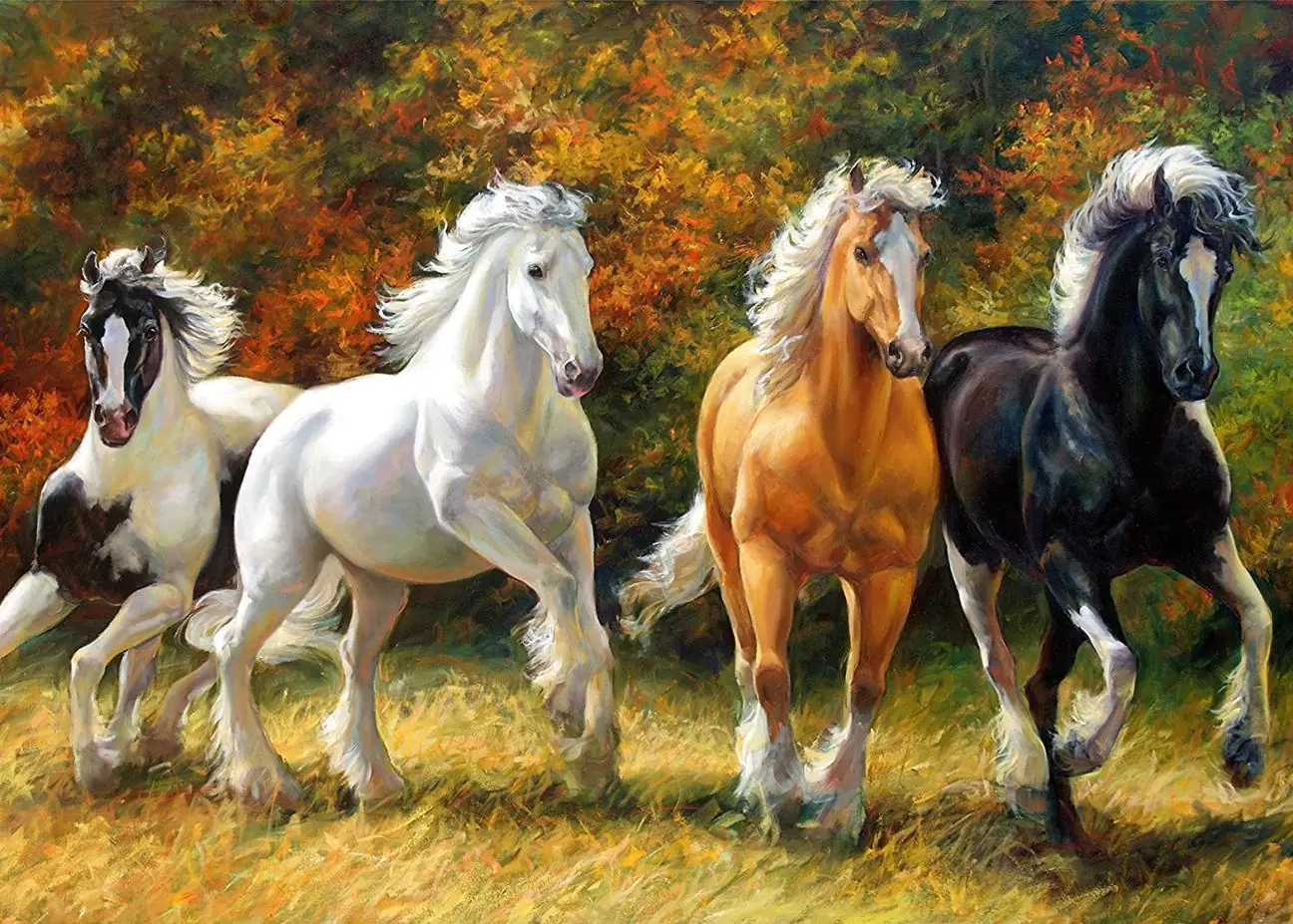 Wild Stallions Horses in Autumn