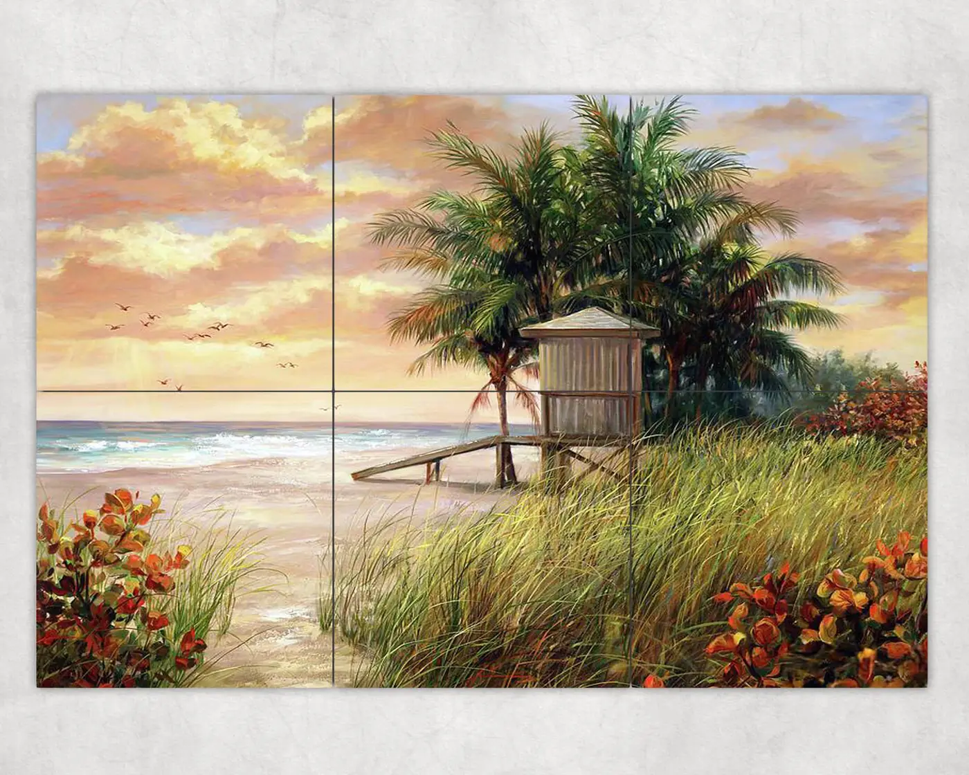 Ocean View of Life Guard Hut Station with Sea Grape
