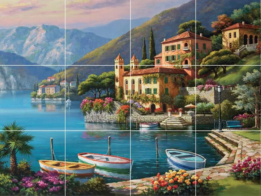 View of Lake Como Bellagio Italy Villa with Harbor