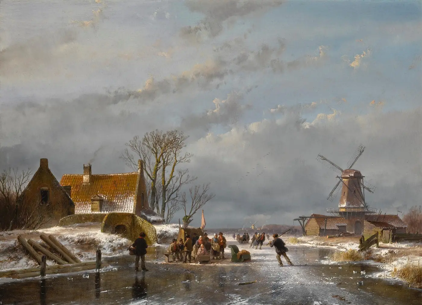 Winter Landscape with Skaters and a Koek-en-zopie