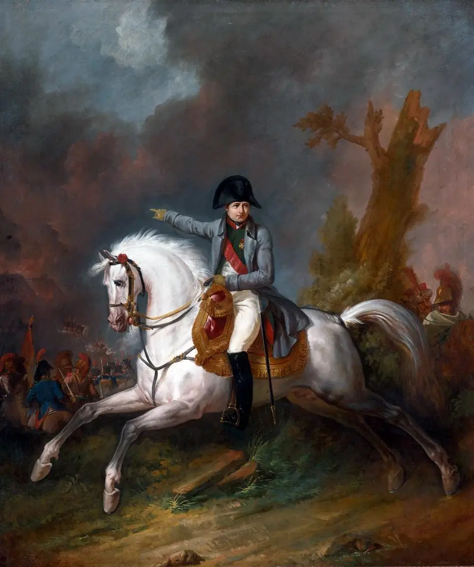 An Equestrian Portrait of Napoleon with a Battle Beyond