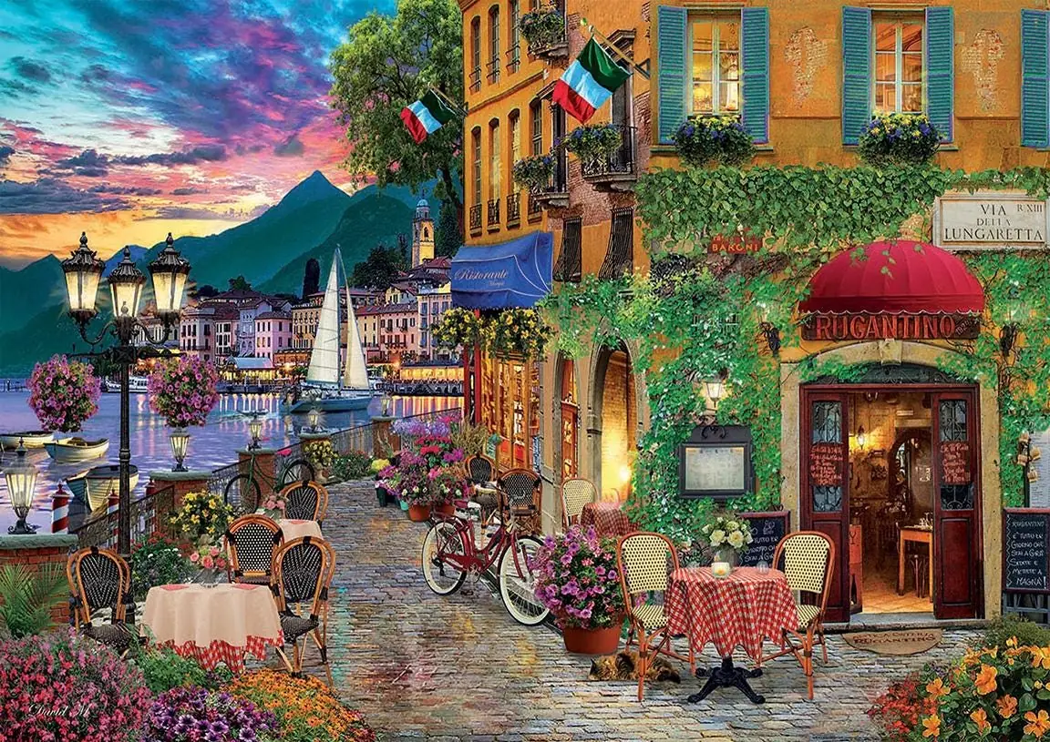 Romantic Ocean View of Dinner in Sunset Italy Outdoor