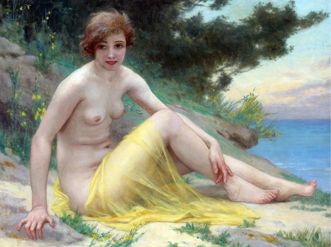 Nude Bather by the Sea by Guillaume Seignac