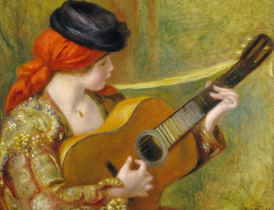 Young Spanish Woman with a Guitar Pierre Auguste Renoir