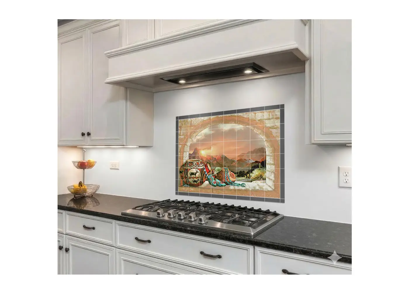 Arch Window View of Desert Garden Sunrise installed