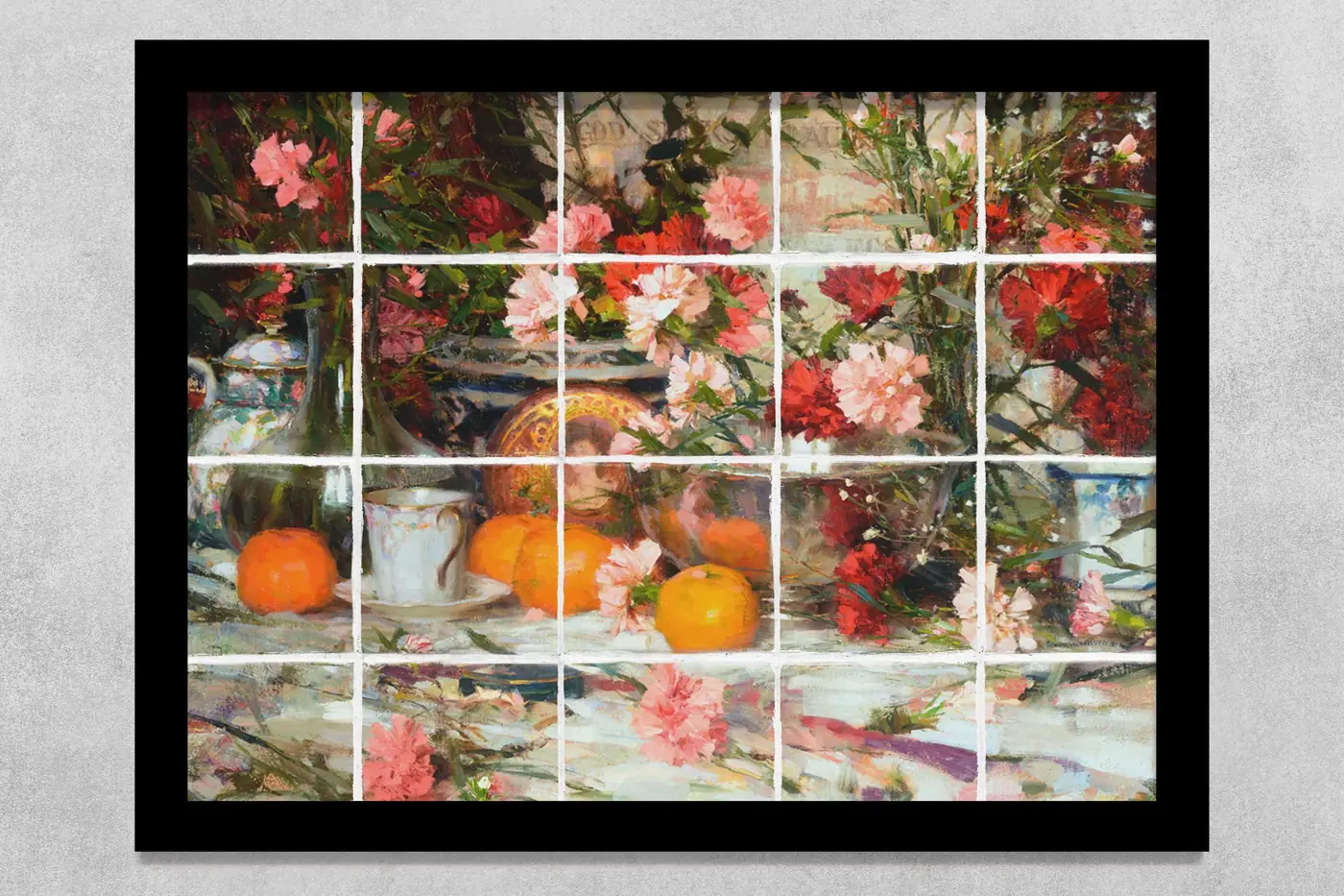 Still Life with Carnation Flowers and Oranges
