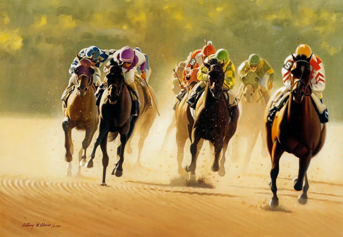 Race Horse Racing on Track