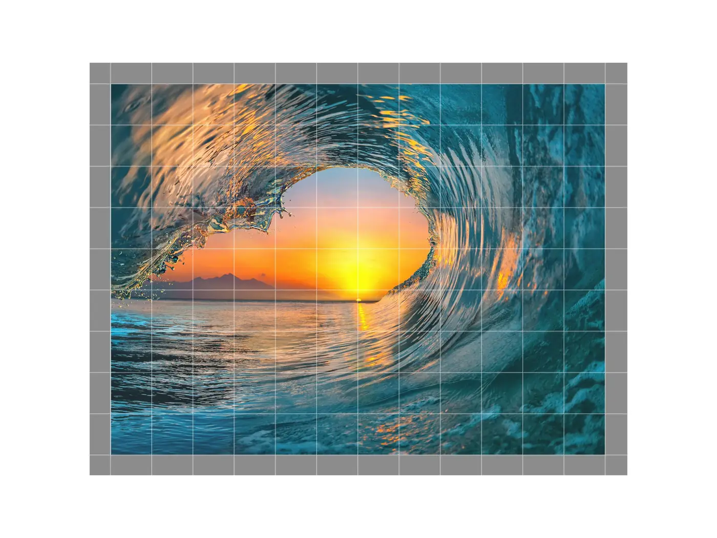 Sunset View Through Ocean Waves