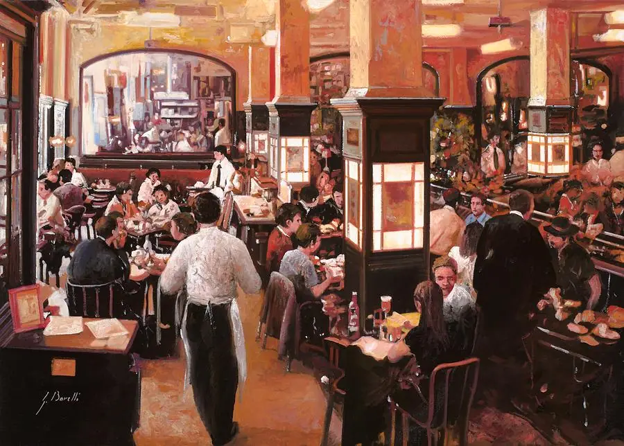 Inside the Café of an Italian Restaurant in Tuscany Italy