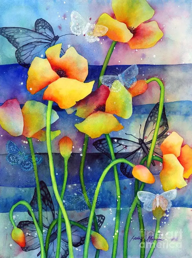 Poppy Field Flower Garden Butterfly