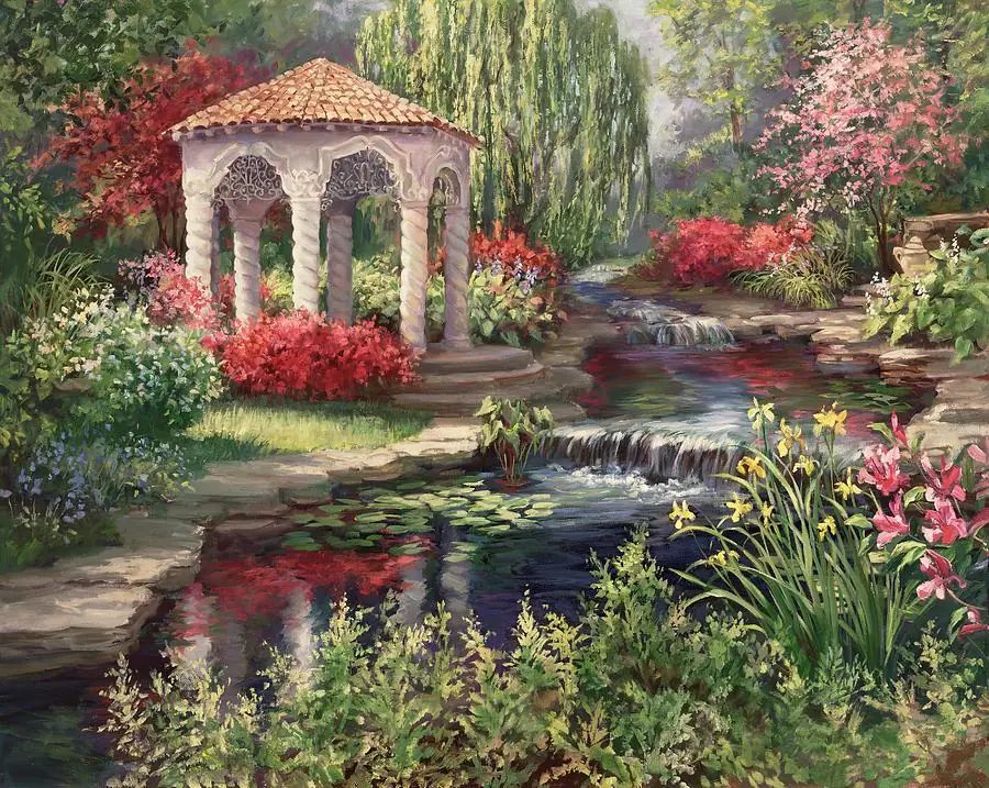 Heavens Garden with Gazebo and Water Garden Pond