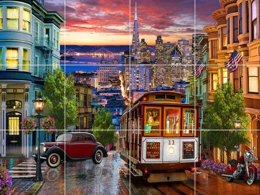 San Francisco City Trolley Night Scene