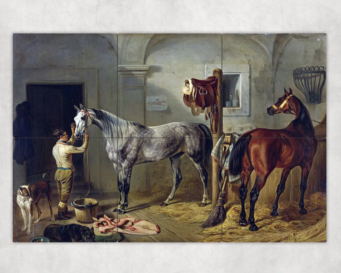 Dapple Grey Horse and Bay Hunter Stable