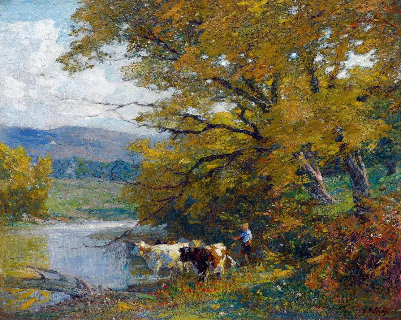 Wooded Scene with Cows