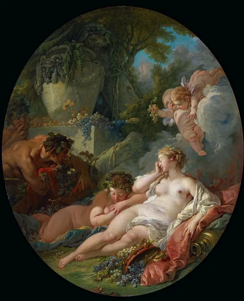 Sleeping Bacchantes Surprised by Satyres