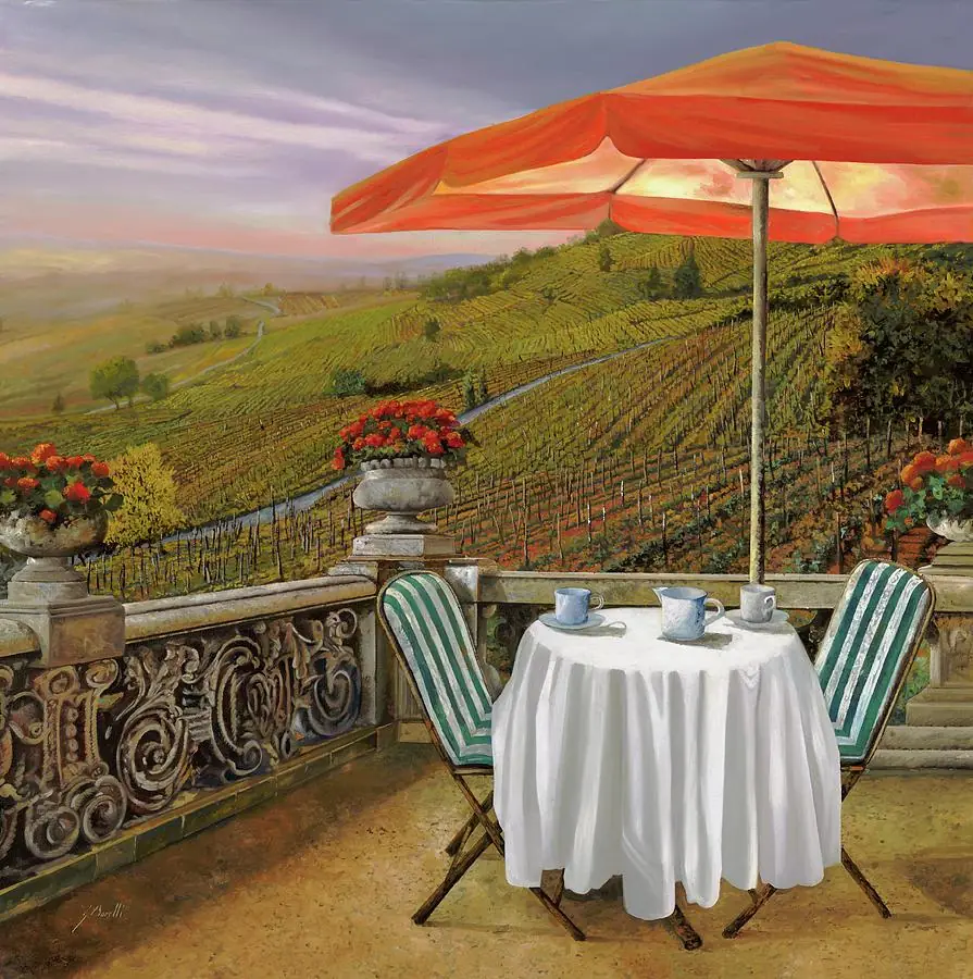 Coffee in Tuscany Vineyard