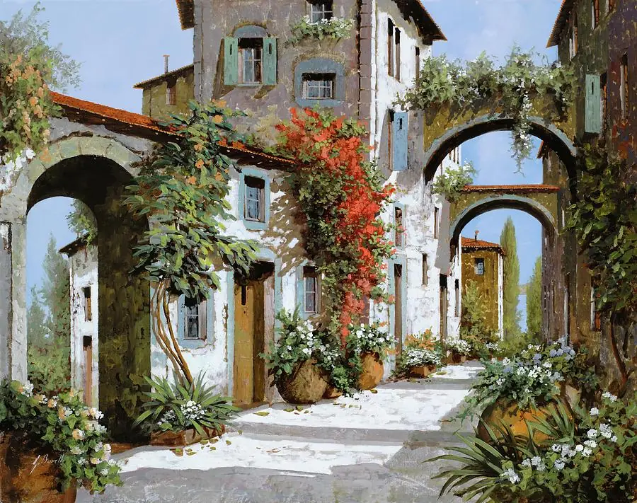 Arch Way Garden Passage in Tuscany Italy Village
