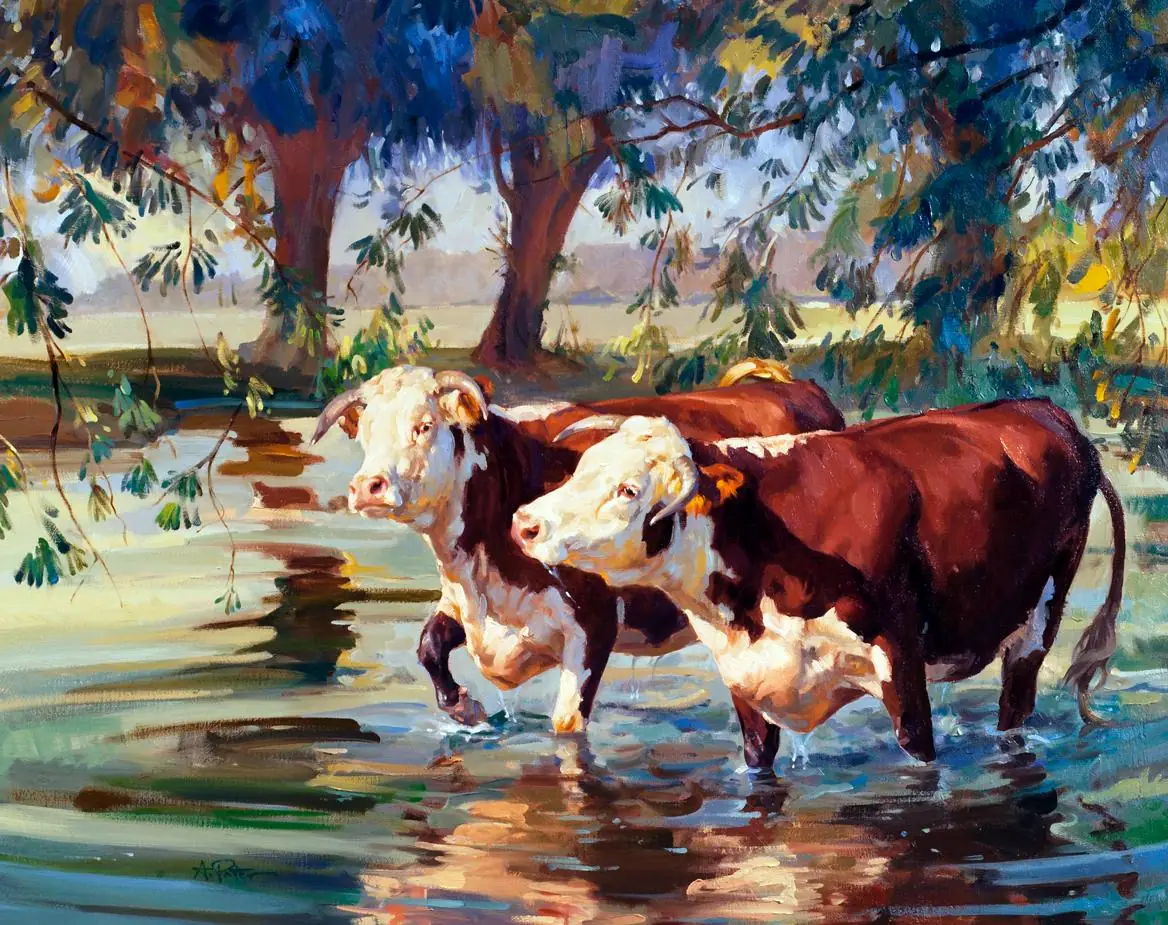Bluegrass Cows at Stream