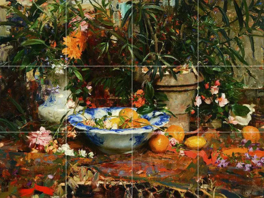 Lemons Oranges Summer Fruits Bowl Flowers Garden