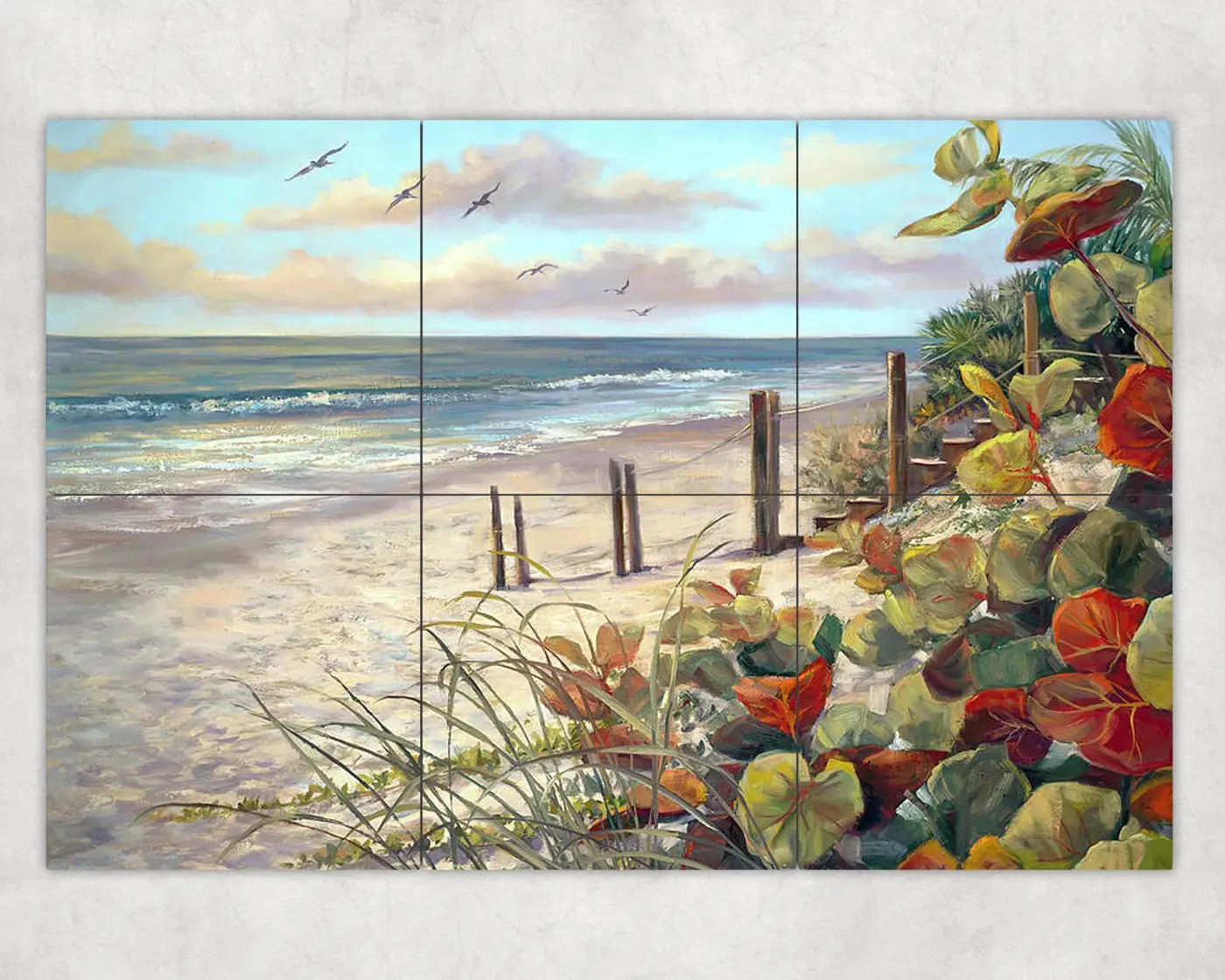 Beach Ocean with Birds View from Sea Grape Garden