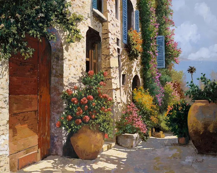 Romantic Tuscany Villa Courtyard Flower Garden