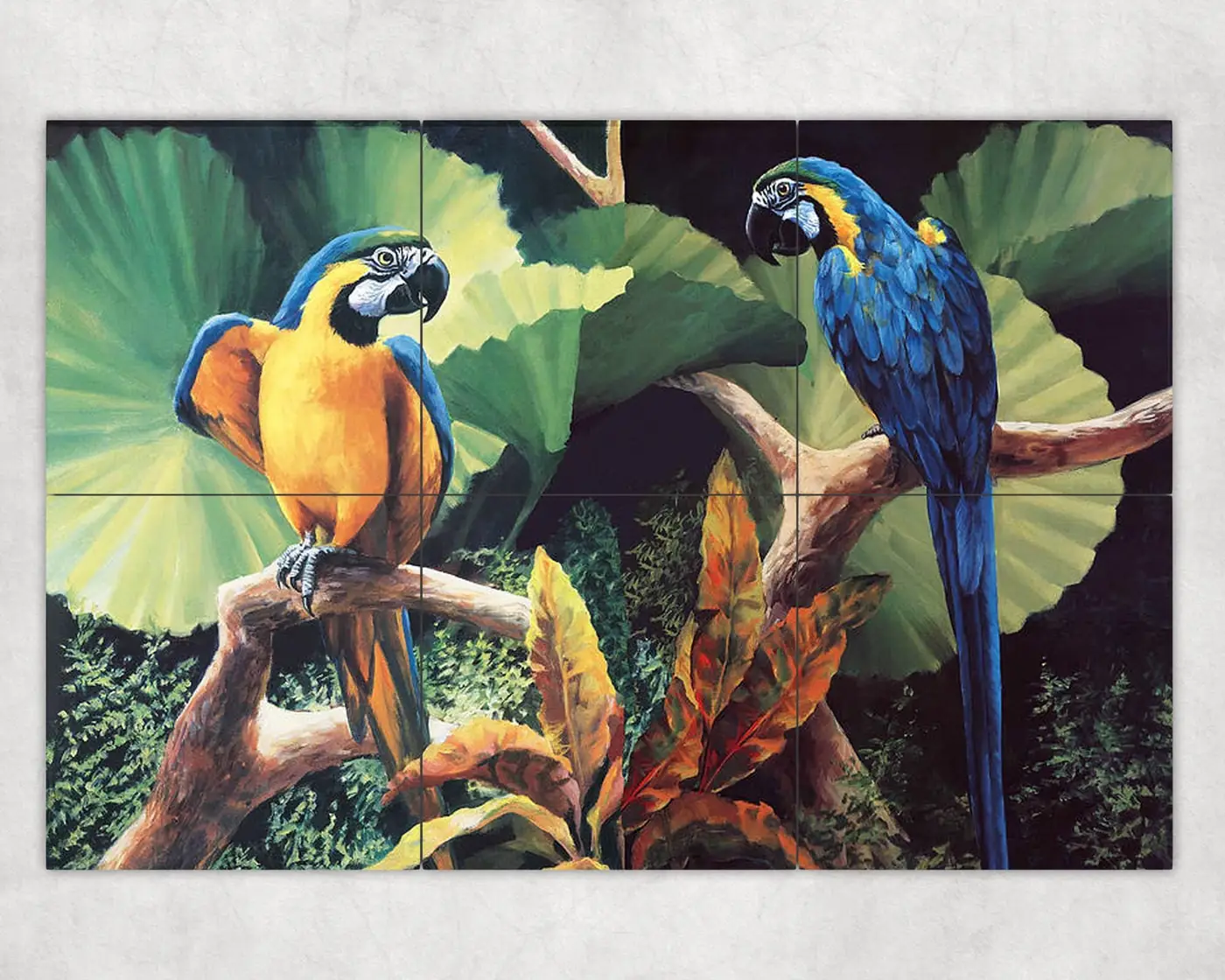Gossiping Parrots Colorful Tropical Birds in Forest Garden