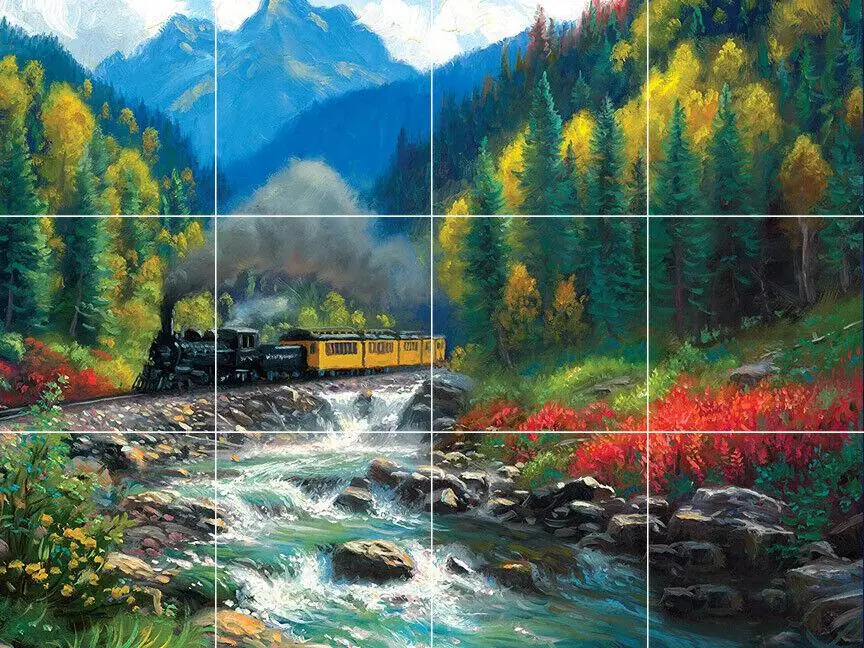 Railroad Trains Colorado Forest Mountain Waterfall