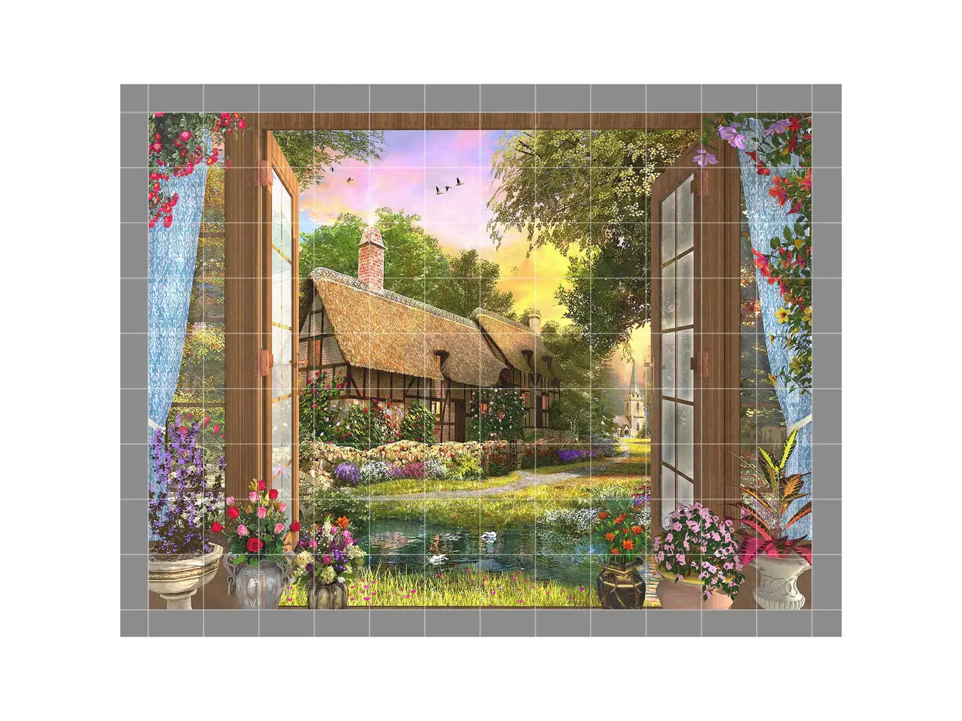 Cottage Garden View Sunset